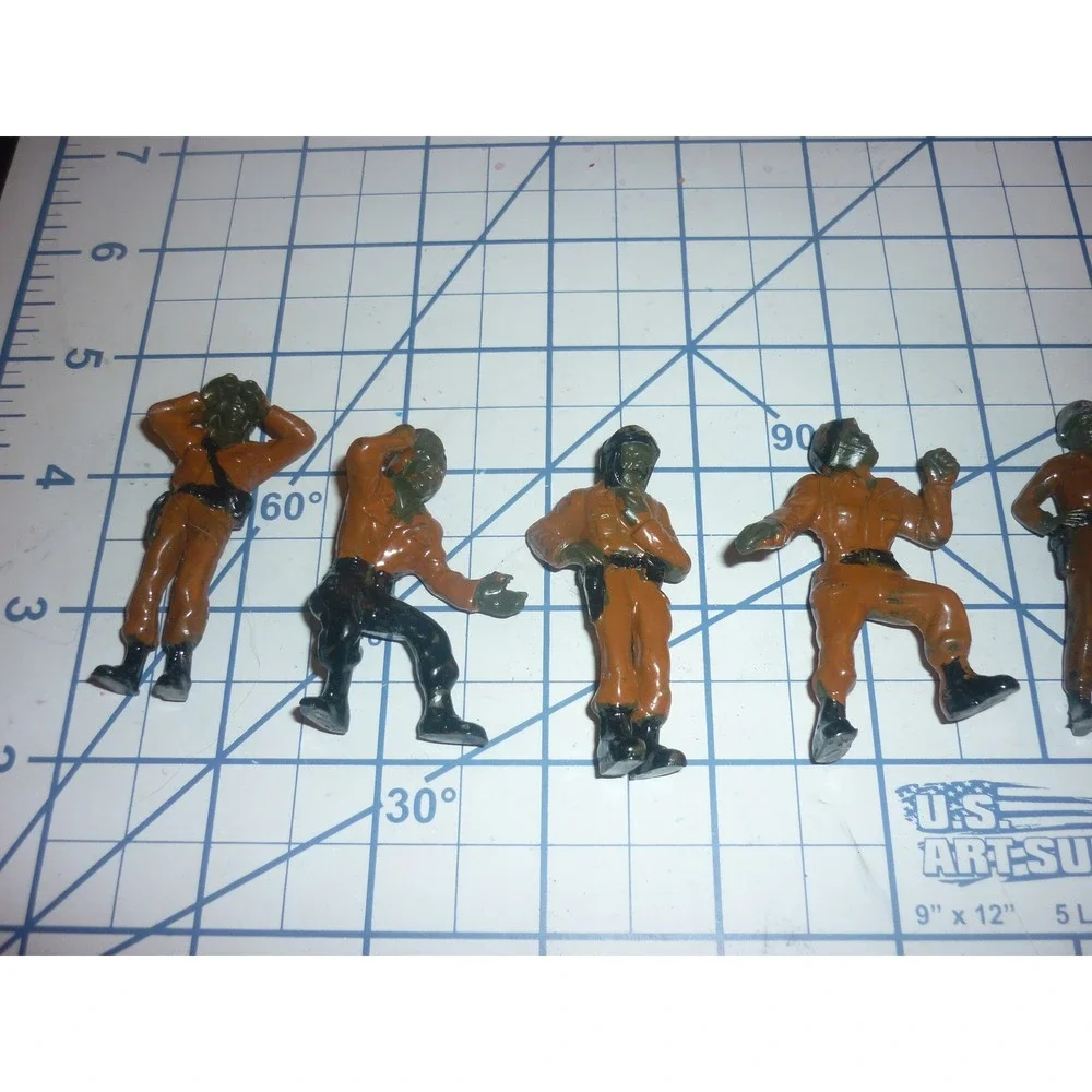 Vintage Starlux France Plastic Jet Pilot Aviator Figures Lot 6 Orange Suit